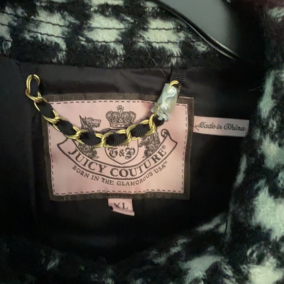 vintage jUicy couture montaigne houndstooth pea coat jacket size XL New - Picture 2 of 6